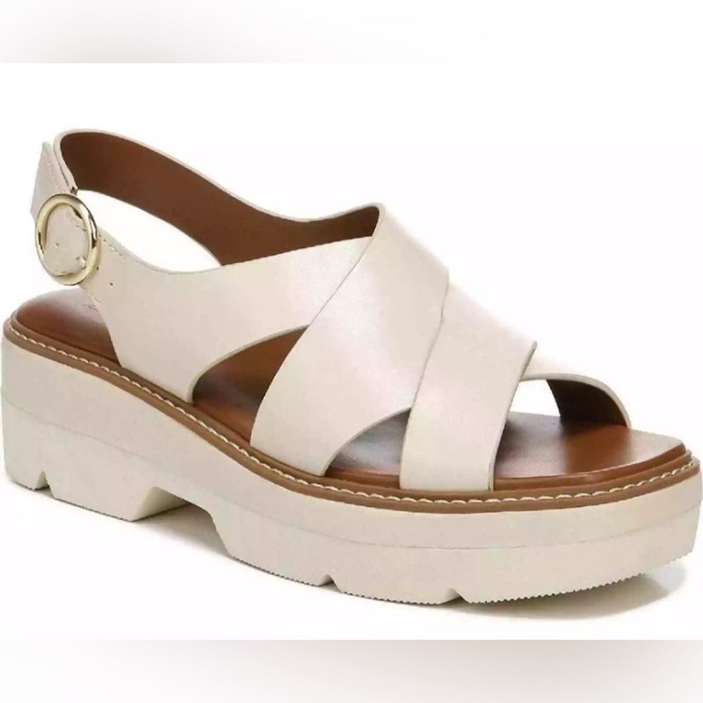 Naturalizer Halifax Leather Sandal Cream Tan Chunky Size 8